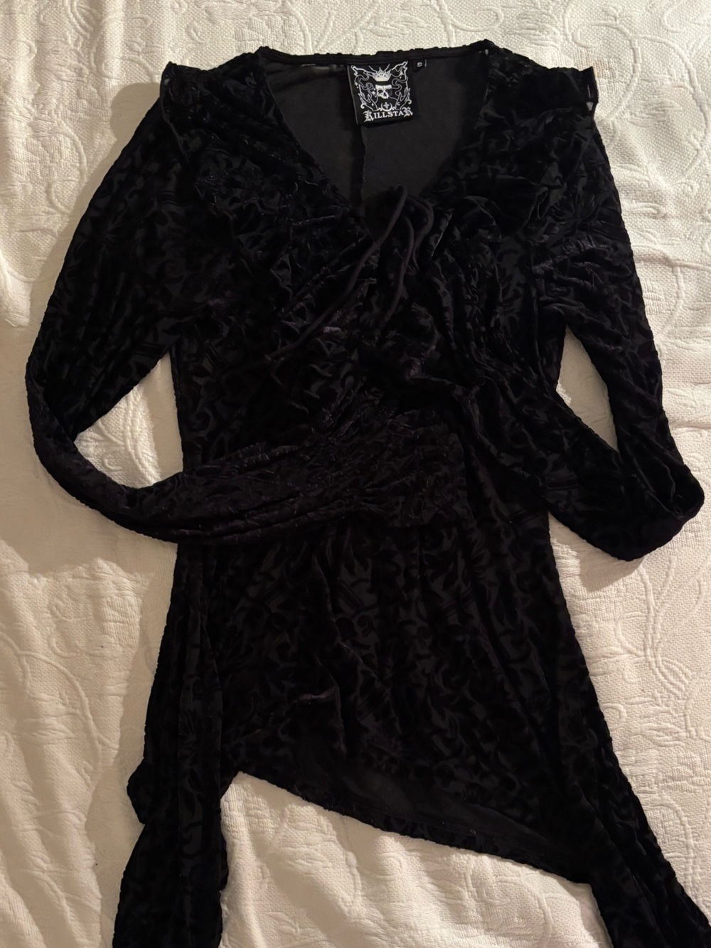 Killstar Black Velvet Burnout Long Sleeve Top